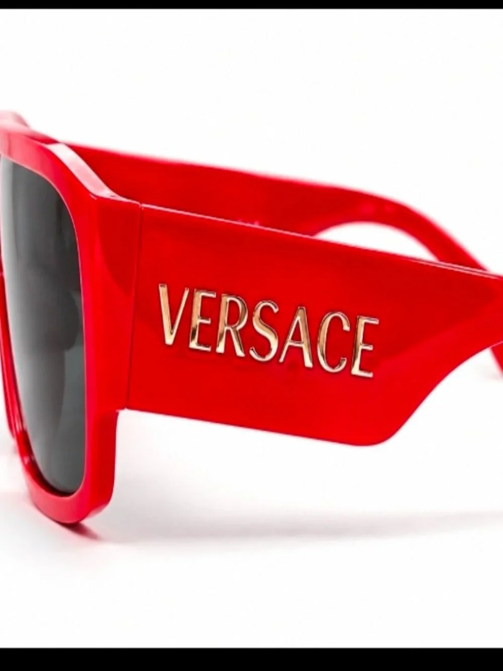 Versace VE4439 5388/87 Red Shield Oversized Sunglasses Women's 145 w/ Case